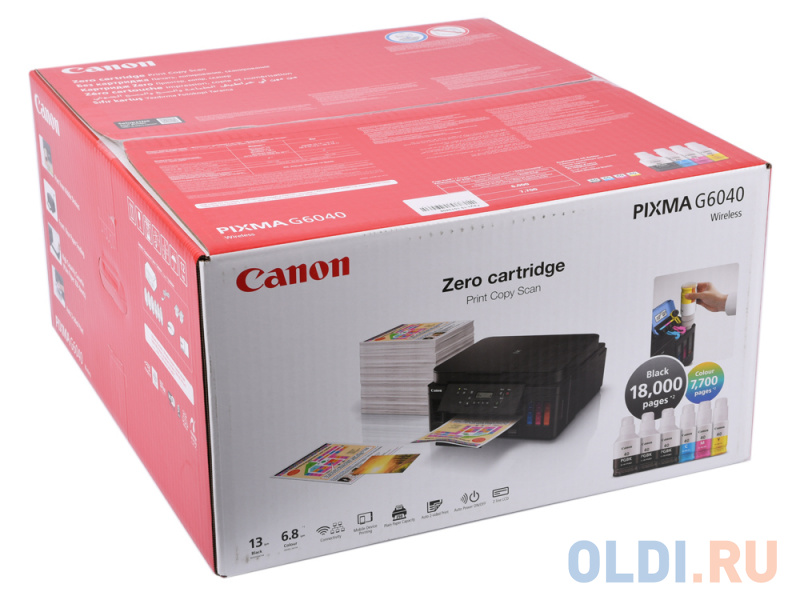 МФУ Canon PIXMA G6040 (Струйный, СНПЧ, ADF, WiFi, 4800x1200, 13 изобр./мин для ч/б, 6.8 изобр./мин для цветной, A4, LAN 3113C009 - фото 1