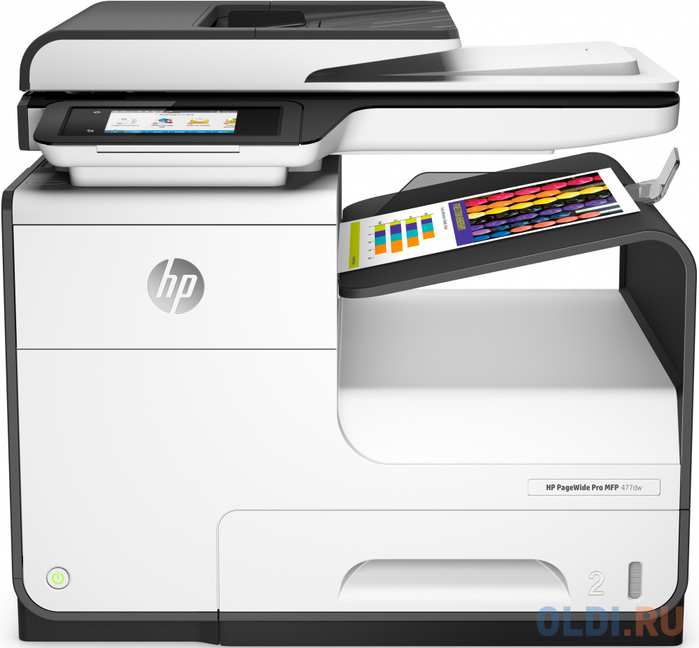 МФУ HP PageWide 477dw <D3Q20B> принтер/ сканер/ копир/факс, A4, 40стр/мин (Офисный режим:До 55 стр./мин), дуплекс, ADF, 768Мб, USB, LAN, WiFi фото