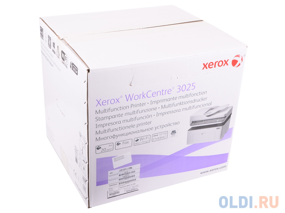 МФУ Xerox WorkCentre 3025V_NI Монохромный. A4,  20 стр/мин, до 15К стр/мес, 128MB, USB, Network, Wi-fi. фото