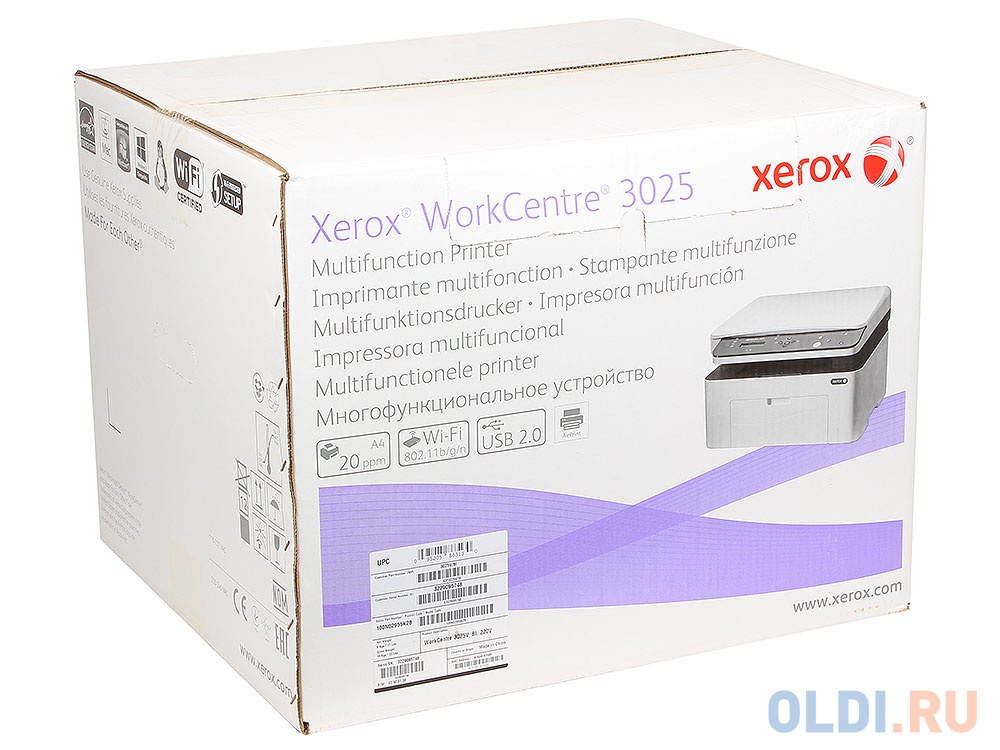 МФУ Xerox WorkCentre 3025V_BI Монохросный. A4, 20 стр/мин, до 15К стр/мес, 128MB, USB, Wi-Fi. фото