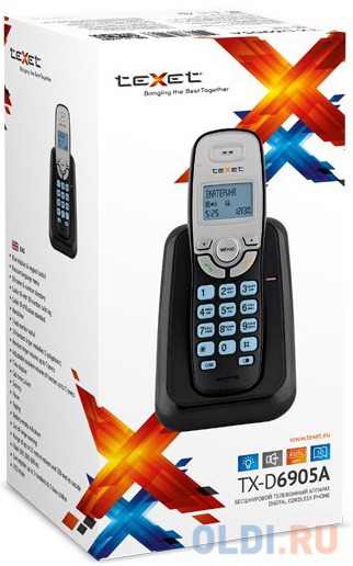 Радиотелефон DECT Texet TX-D6905A черный фото