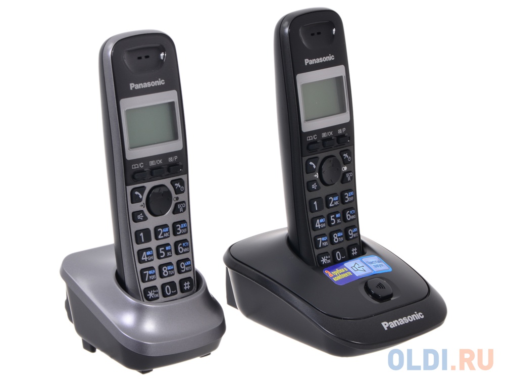 Телефон DECT Panasonic KX-TG2512RU2 АОН, Caller ID 50, 10 мелодий, Спикерфон, Эко-режим, + дополнительная трубка