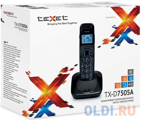 

Радиотелефон DECT Texet TX-D7505А черный