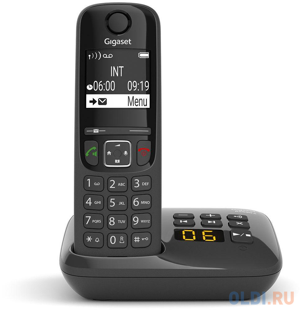 Р/Телефон Dect Gigaset AS690A RUS черный автооветчик АОН gigaset r700h pro комплект трубка и зарядное устройство ной дисплей ip65 gap cat iq 2 0