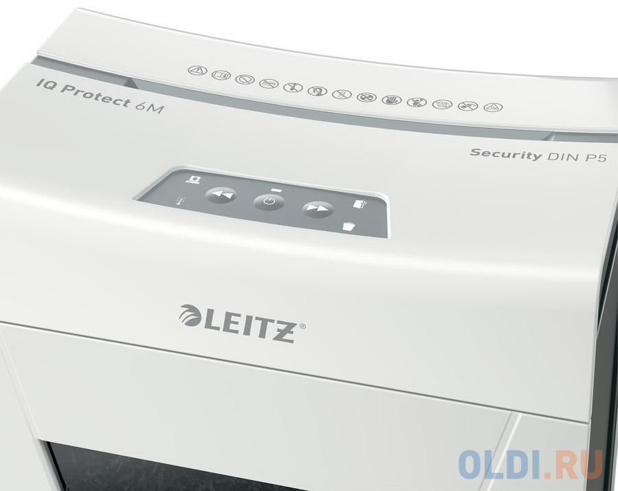 Шредер Leitz IQ PROTECT Premium 6M белый (секр.P-5)/фрагменты/6лист./18лтр./скрепки/скобы, размер 2х15 мм - фото 3