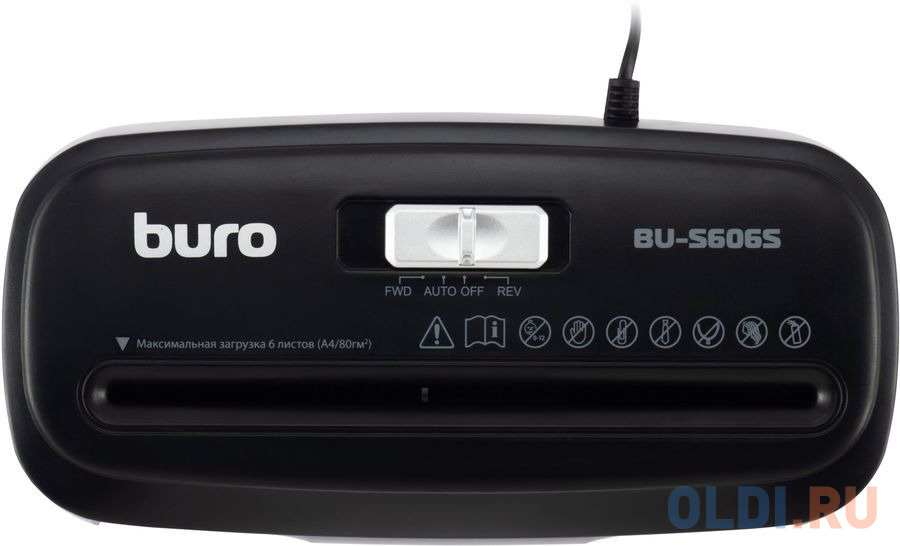 Шредер Buro Home BU-S606S черный (секр.Р-2) ленты 6лист. 11лтр. пл.карты фото
