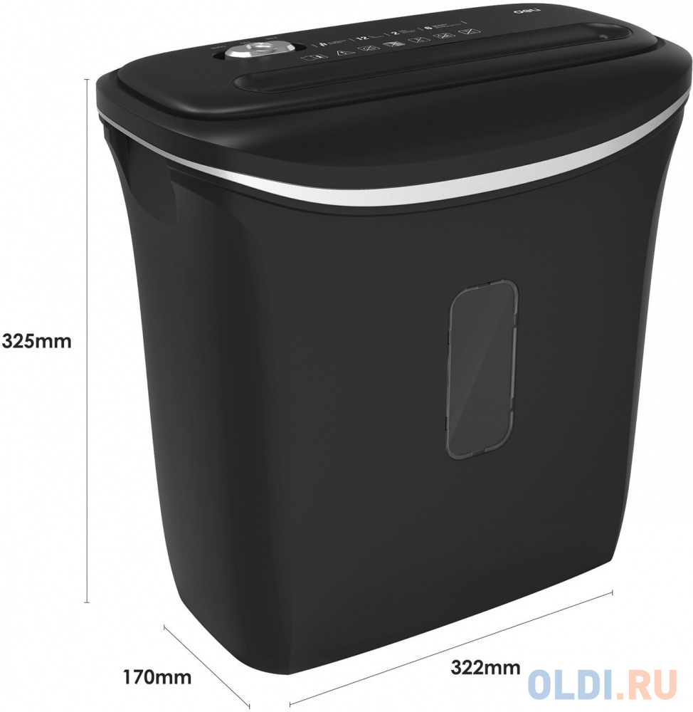 Уничтожитель бумаг Deli E9945, P-4, 4x30, 6 лист. одновременно, 12л фото