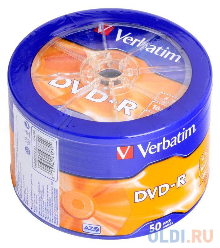 Диск DVD-R 4.7Gb Verbatim 16x Shrink/50   43731 - фото 1