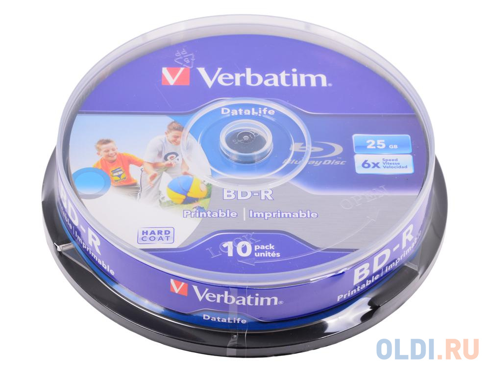 Диски Blu-Ray VERBATIM BD-R 25 GB 6x CB/10 Full Ink Print NO ID