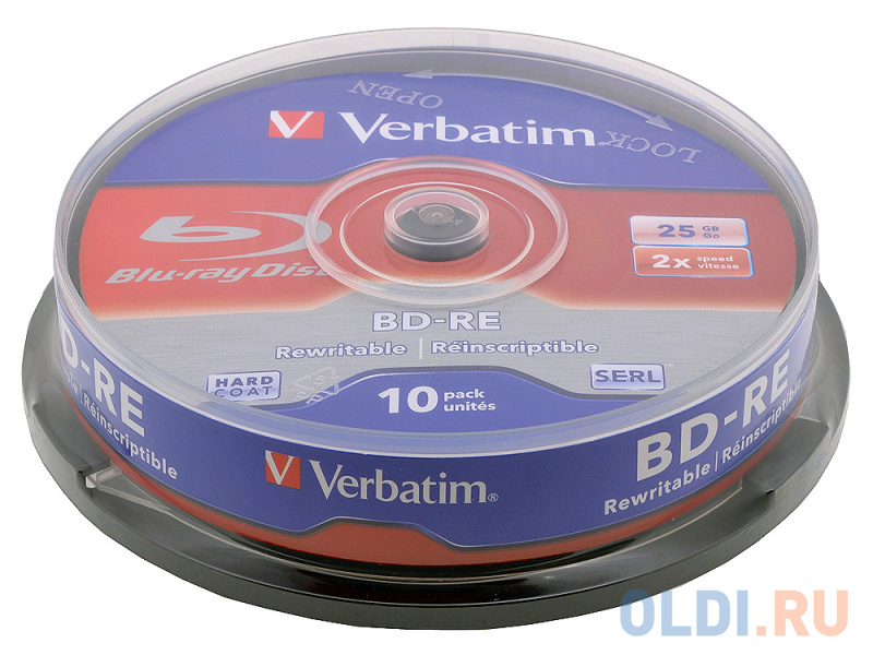 

Диск Blu-Ray VERBATIM BD-RE 2x 25 GB 10 Шт Cake box (43694)