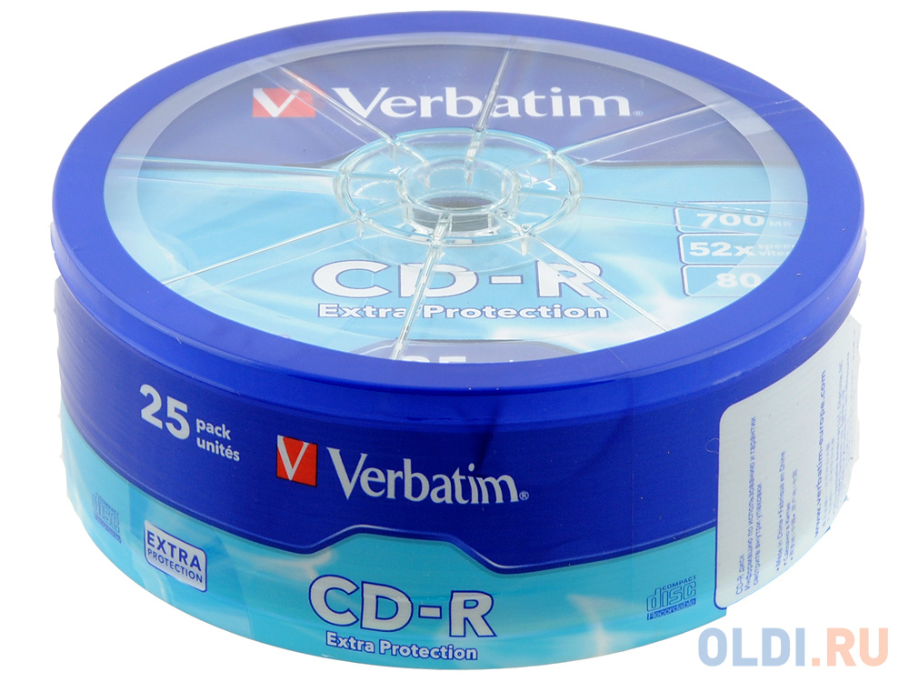 Диски CD-R 80min 700Mb Verbatim  52x Shrink/25  43726