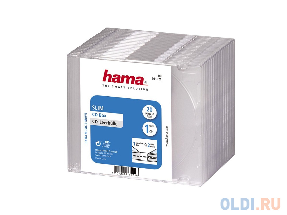 

Коробка HAMA для 1 CD прозрачный 20шт H-11521