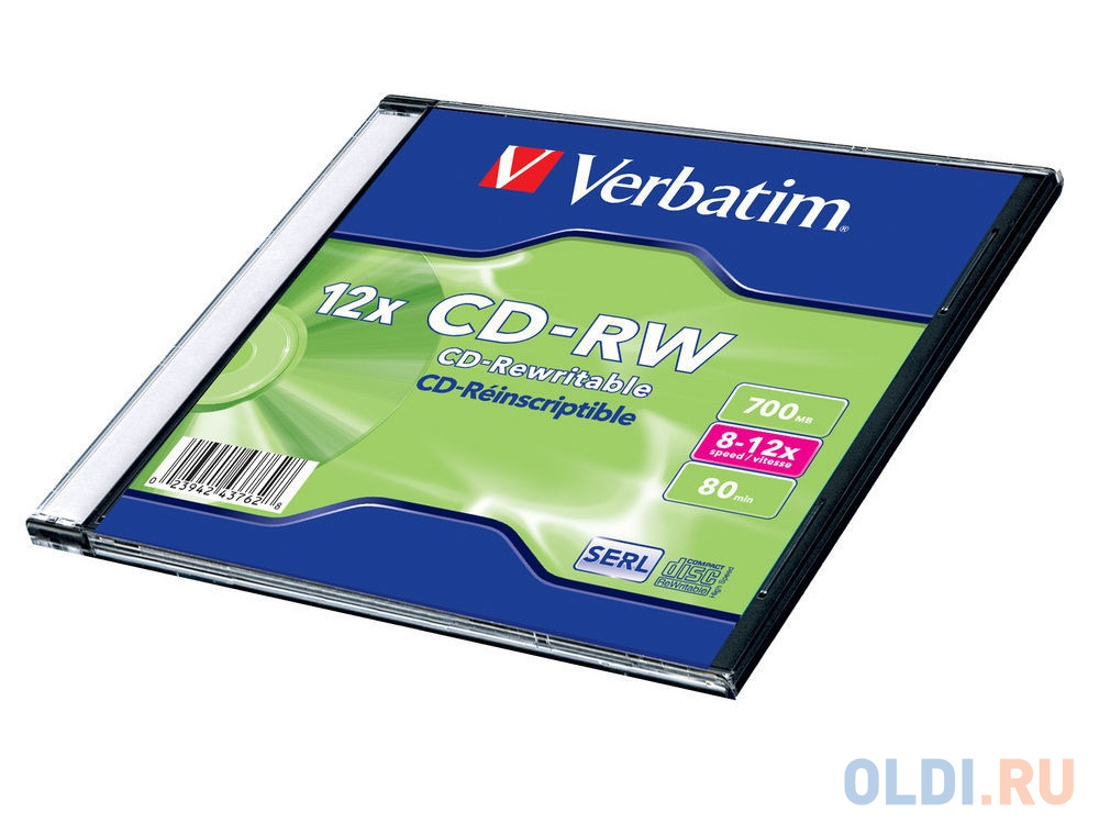 

Диски CD-RW Verbatim 700Mb 8-12x SlimCase 20шт 43762