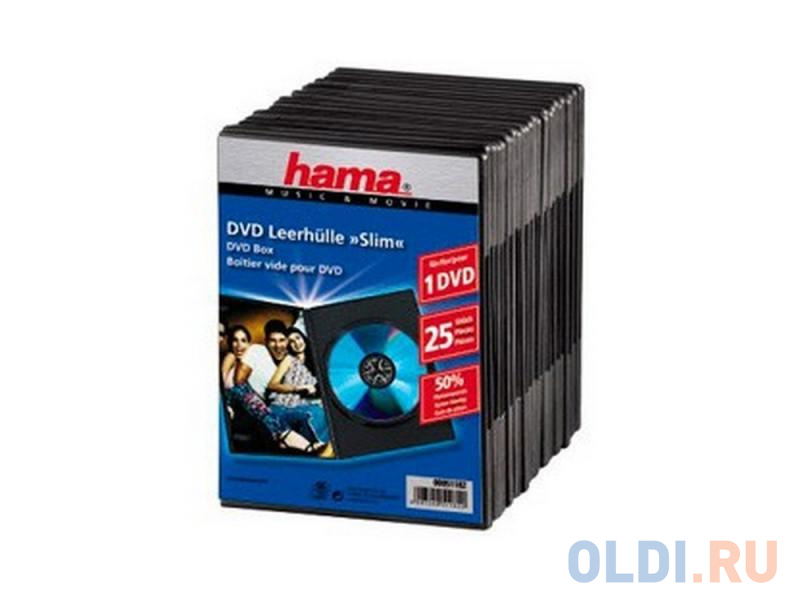 

Коробка Hama для DVD Slim 25 шт. пластик черный H-51182