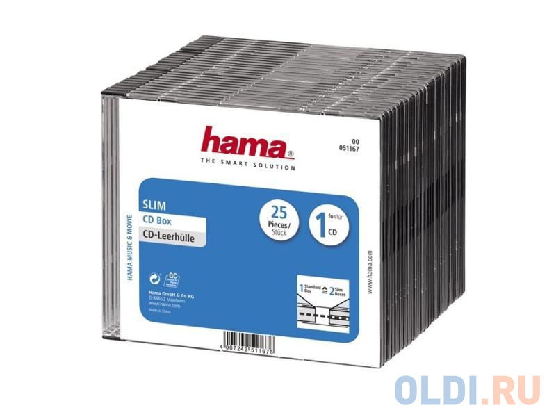 

Коробка HAMA для 1 CD прозрачный/черный H-51167 25 шт