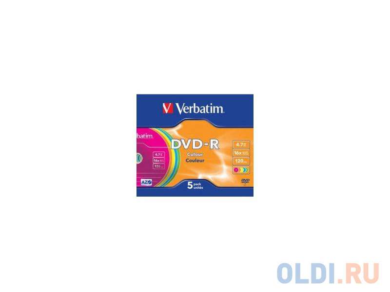 

Диски DVD-R 16x 4.7Gb SlimCase (5шт) Color Verbatim [43557]