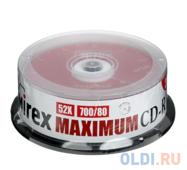 Диск CD-R Mirex 700 Mb, 52х, Maximum, Cake Box (25), (25/300) UL120052A8M - фото 1