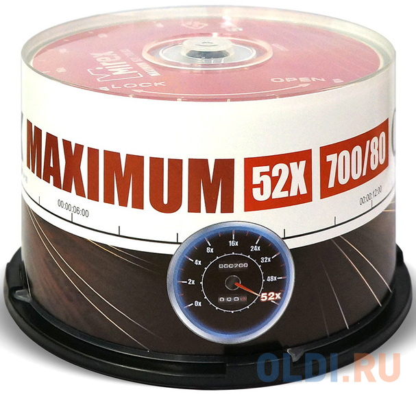 Диск CD-R Mirex 700 Mb, 52х, Maximum, Cake Box (50), (50/300) UL120052A8B - фото 1
