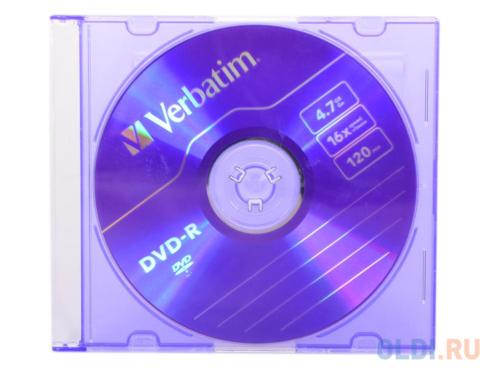 Диски DVD-R 4.7Gb Verbatim 16х  Slim  <43655\\547\\557 43547 - фото 1