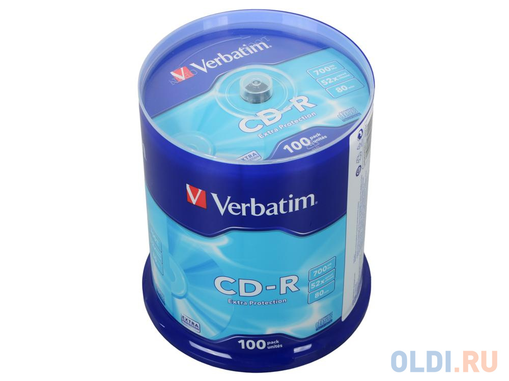 Диски CD-R 80min 700Mb Verbatim 52x 100 шт Cake Box <43411