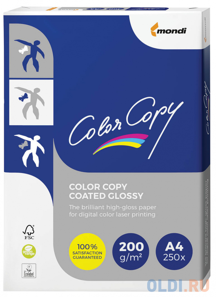 

Бумага COLOR COPY GLOSSY, мелованная, глянцевая, А4, 200 г/м2, 250 л., для полноцветной лазерной печати, А++, Австрия, 138% (CIE), A4-27761