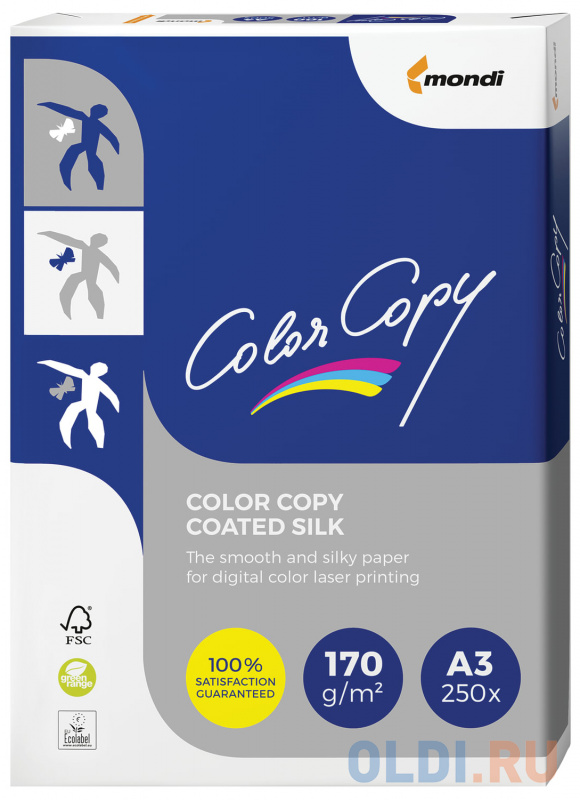 

Бумага COLOR COPY SILK, мелованная, матовая, А3, 170 г/м2, 250 л., для полноцветной лазерной печати, А++, Австрия, 138% (CIE)