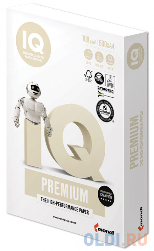 

Бумага IQ PREMIUM, А4, 80 г/м2, 500 л., класс "А", Австрия, белизна 170% (CIE)
