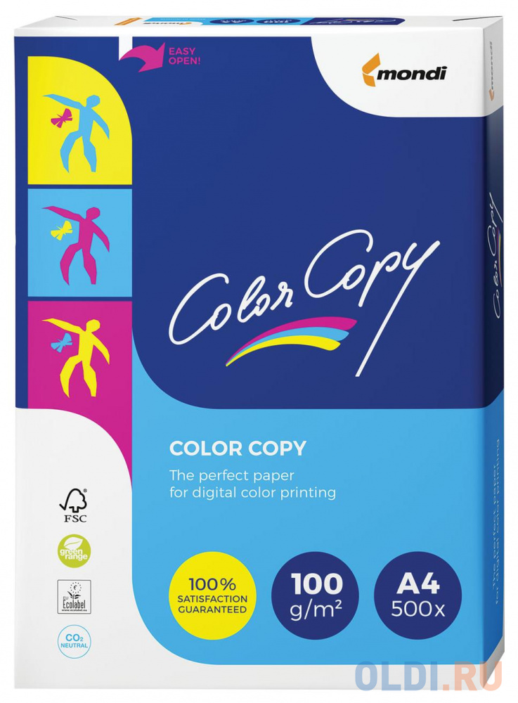 Бумага COLOR COPY, А4, 100 г/м2, 500 л., для полноцветной лазерной печати, А++, Австрия, 161% (CIE), A4-33709