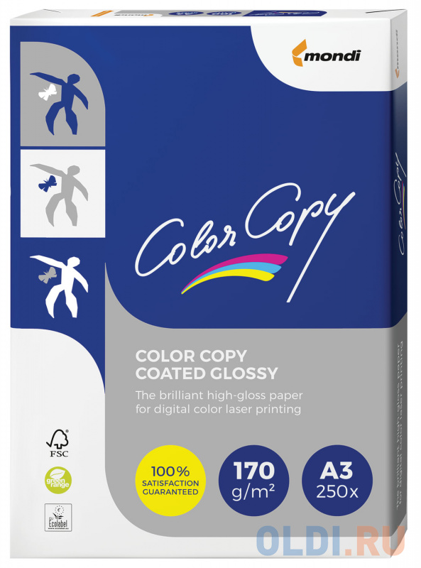 

Бумага COLOR COPY GLOSSY, мелованная, глянцевая, А3, 170 г/м2, 250 л., для полноцветной лазерной печати, А++, Австрия, 138% (CIE)