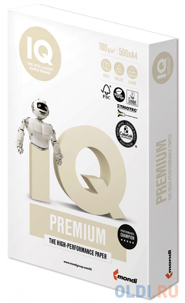 Бумага IQ PREMIUM, А4, 160 г/м2, 250 л., класс 