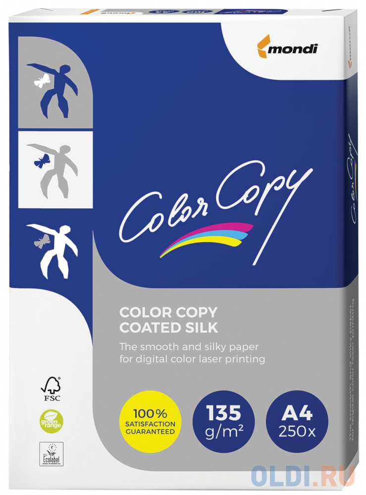 

Бумага COLOR COPY SILK, мелованная матовая, А4, 135 г/м2, 250 л., для полноцветной лазерной печати, А++, Австрия, 138% (CIE), A4-27404