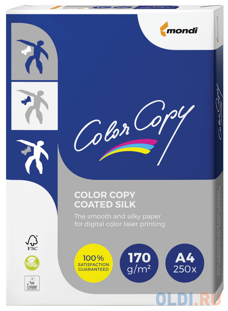 

Бумага COLOR COPY SILK, мелованная, матовая, А4, 170 г/м2, 250 л., для полноцветной лазерной печати, А++, Австрия, 138% (CIE)