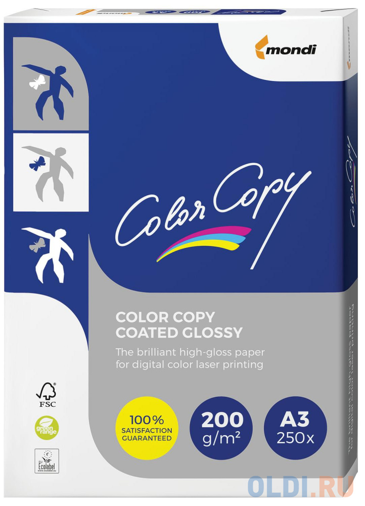 Бумага COLOR COPY GLOSSY, мелованная, глянцевая, А3, 200 г/м2, 250 л., для полноцветной лазерной печати, А++, Австрия, 138% (CIE)