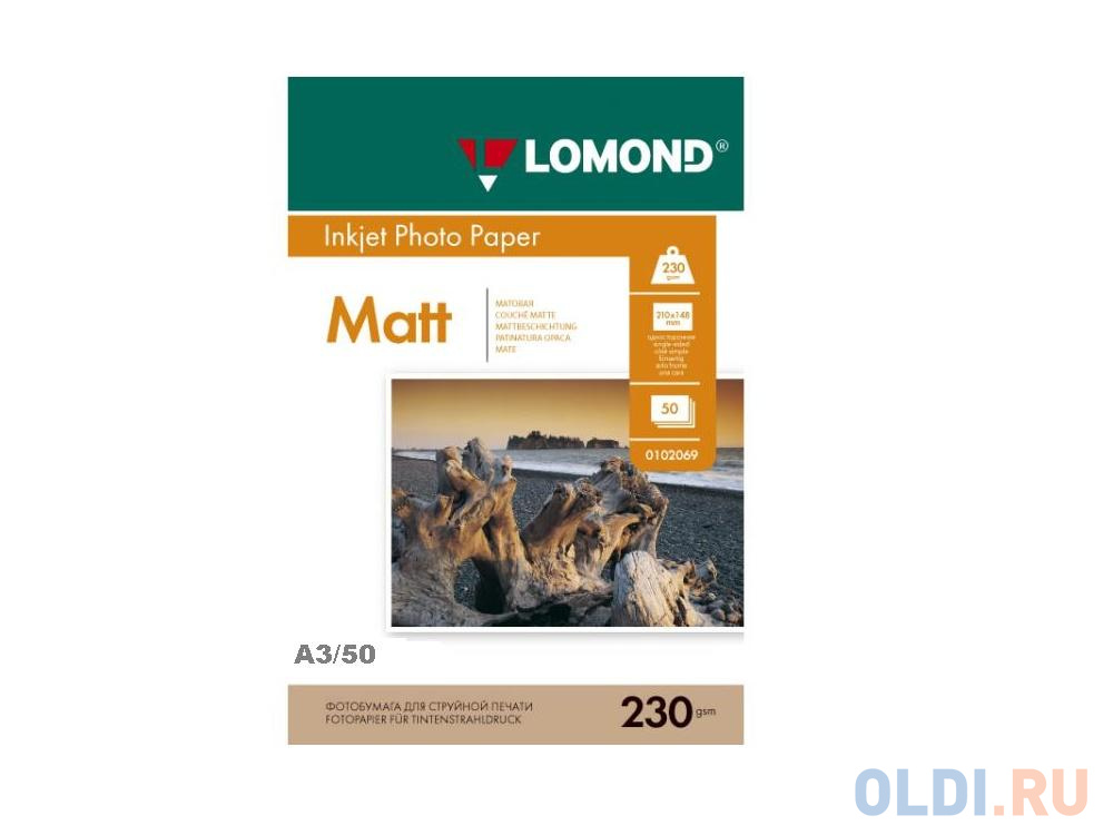Бумага Lomond A3 230г/кв.м односторонняя матовая 50л 0102156 lomond бумага односторонняя глянцевая 0102018