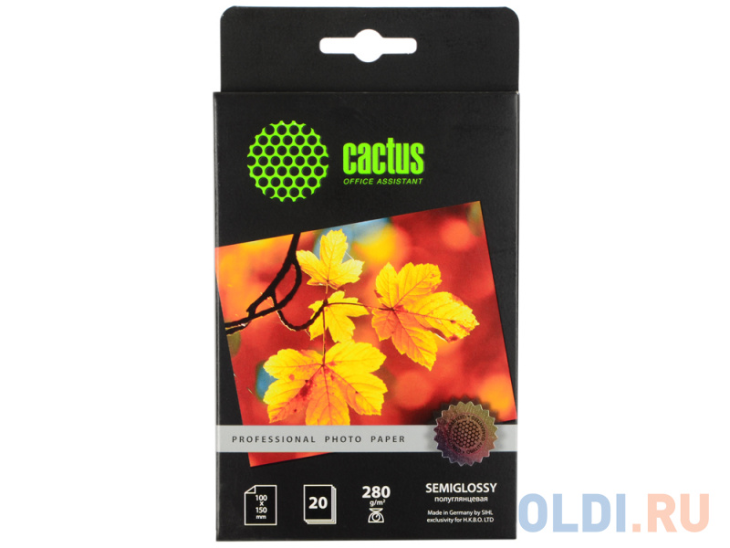 

Бумага Cactus CS-SGA628020 10x15 280г/кв.м полуглянцевая 20л