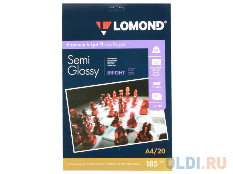 

Фотобумага Lomond A4 185г/м2 20л полуглянцевая 1101306