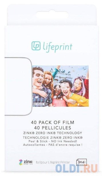 

Фотобумага для принтера LifePrint 3x4.5. 40 штук.