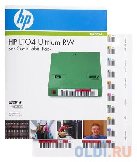 Набор наклеек HP Ultrium4 1.6TB bar code label pack 100 data + 10 cleaning for C7974A for libraries & autoloaders Q2009A