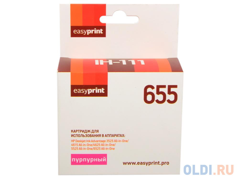 Картридж EasyPrint IH-111 Пурпурный аналог для HP Deskjet Ink Advantage 3525/4615/4625/5525/6525 картридж t2 655 для hp deskjet ia 3525 4615 5525 6525 желтый 600стр ic h112