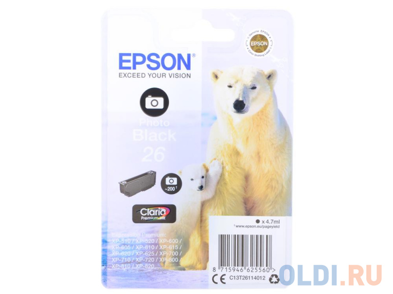 

Картридж Epson C13T26114012 200стр Черный