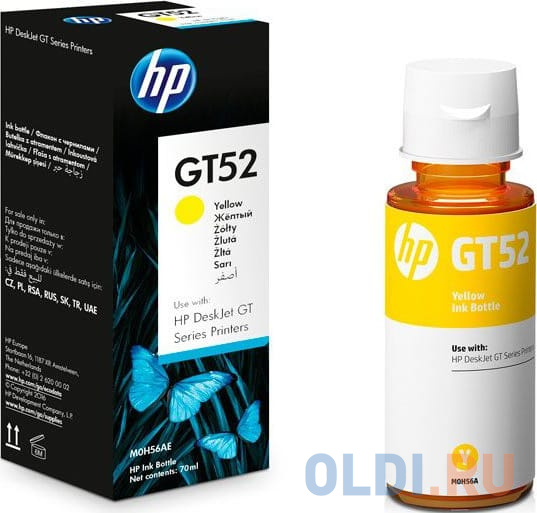 Ёмкость с чернилами HP M0H56AE  (GT52) МФУ HP DeskJet GT 5810 (X3B11A)/GT 5820 (X3B09A)  и Ink Tank 315/415/319/419. Жёлтый. 8000 страниц.