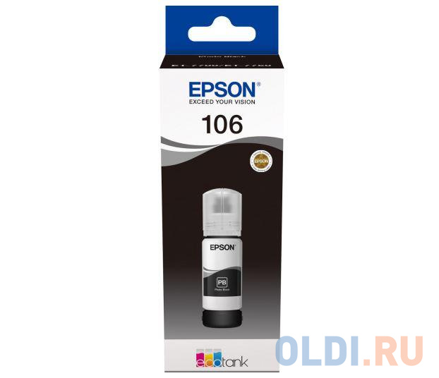 Картридж струйный Epson 106BK C13T00R140 черный (70мл) для Epson L7160/7180 картридж epson c13t850700 для epson surecolor sc p800 серый