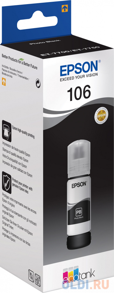 Картридж струйный Epson 106BK C13T00R140 черный (70мл) для Epson L7160/7180 фото