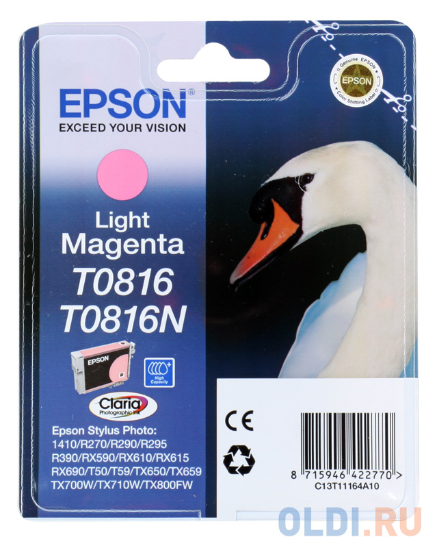 

Картридж Epson C13T11164A10/C13T08164A10 для Epson Stylus Photo R270/R390/RX590 светло-пурпурный