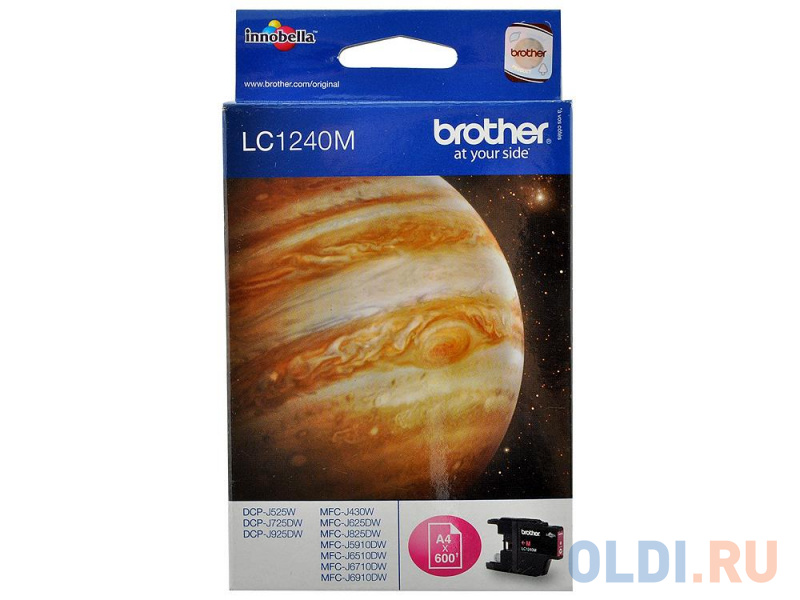 Картридж Brother LC1240M 600стр Пурпурный картридж brother bro lc1240bk 600стр