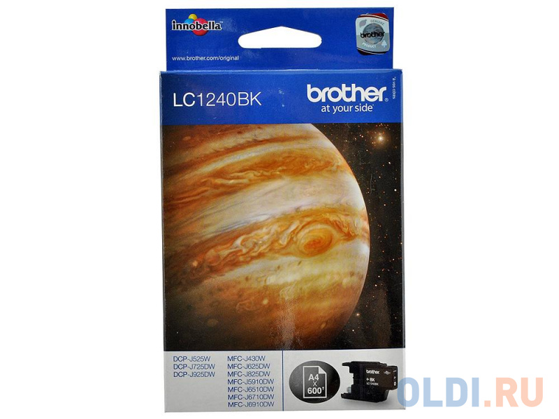 Картридж Brother Bro-LC1240Bk 600стр Черный картридж t2 c9371a 72 голубой экономичный 600стр голубой