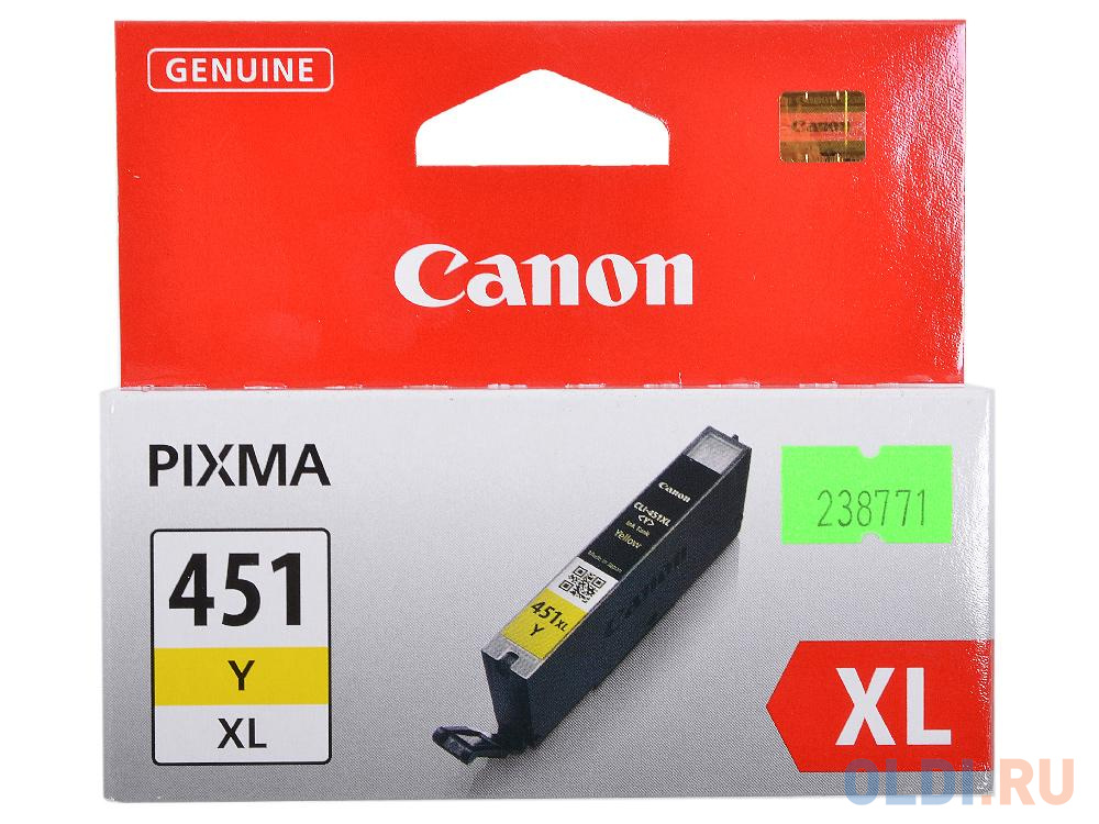 Картридж Canon CLI-451Y XL для PIXMA iP7240 MG6340 MG5440 желтый повышенной емкости