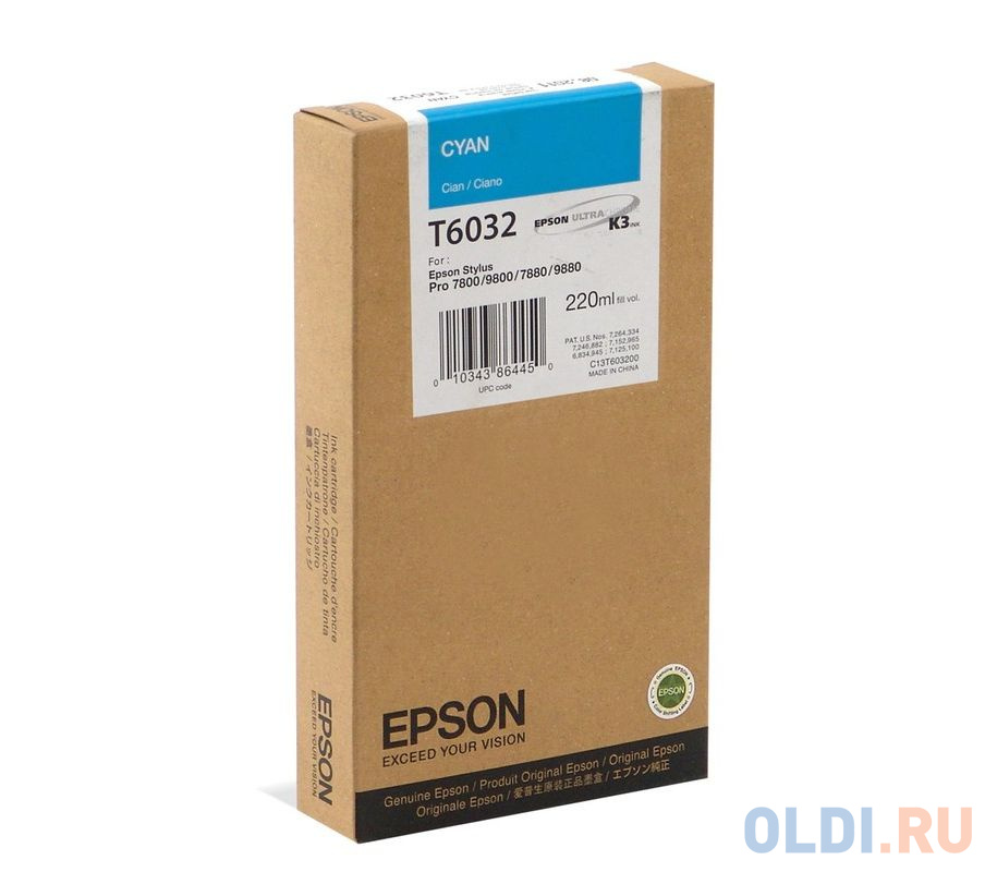 Картридж Epson C13T603200 для Epson Stylus Pro 7800/9800/7880/9880 голубой картридж epson c13t07924010 для epson p50 px660 px820 px830 голубой