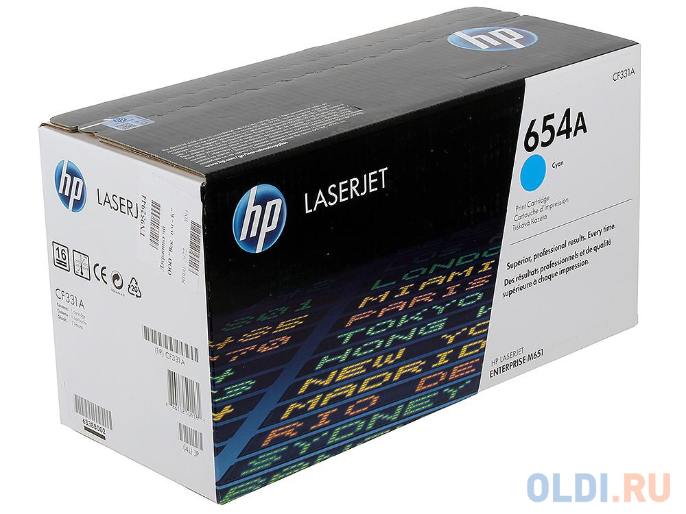 Картридж HP CF331A 654A для LaserJet Enterprise M651 голубой картридж hp cf332a 654a для laserjet enterprise m651 желтый