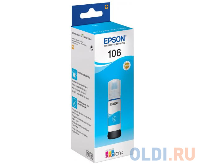 Картридж струйный Epson 106C C13T00R240 голубой (70мл) для Epson L7160/7180 фото